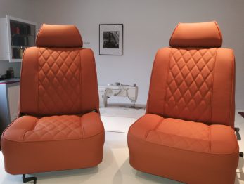 Sièges Mini MK5 rénovés en simili à losanges RC Sellerie