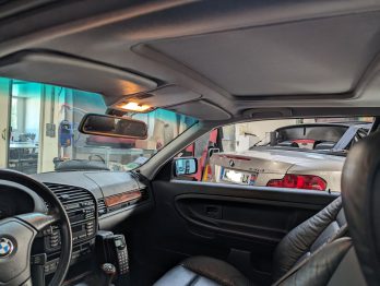 Remplacement du tissu de ciel de toit sur BMW E36 avec toit ouvrant par RC Sellerie RC Sellerie